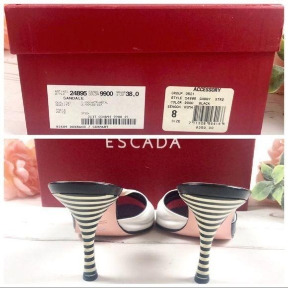 ESCADA Heels. Style Gabby. B&W. Size 8 / 38.5 - Picture 8 of 9